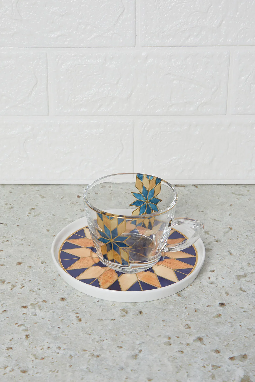 Transparent Printed  Tea Cup And Saucer (2 Piece)