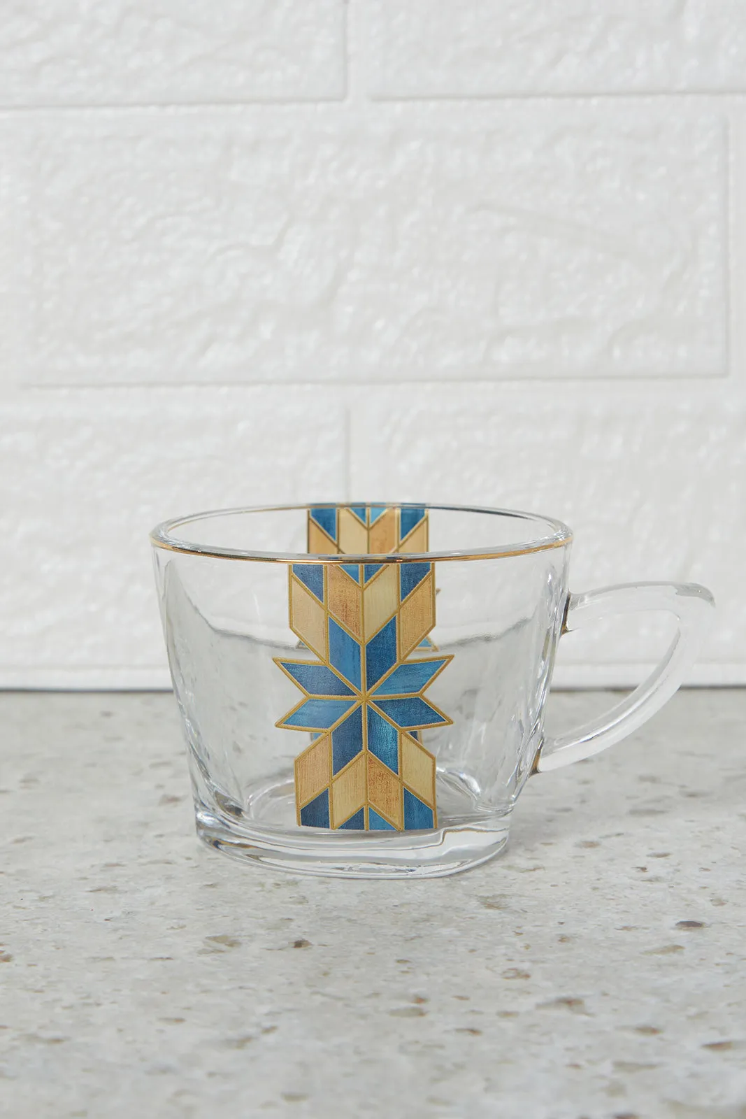 Transparent Printed  Tea Cup And Saucer (2 Piece)