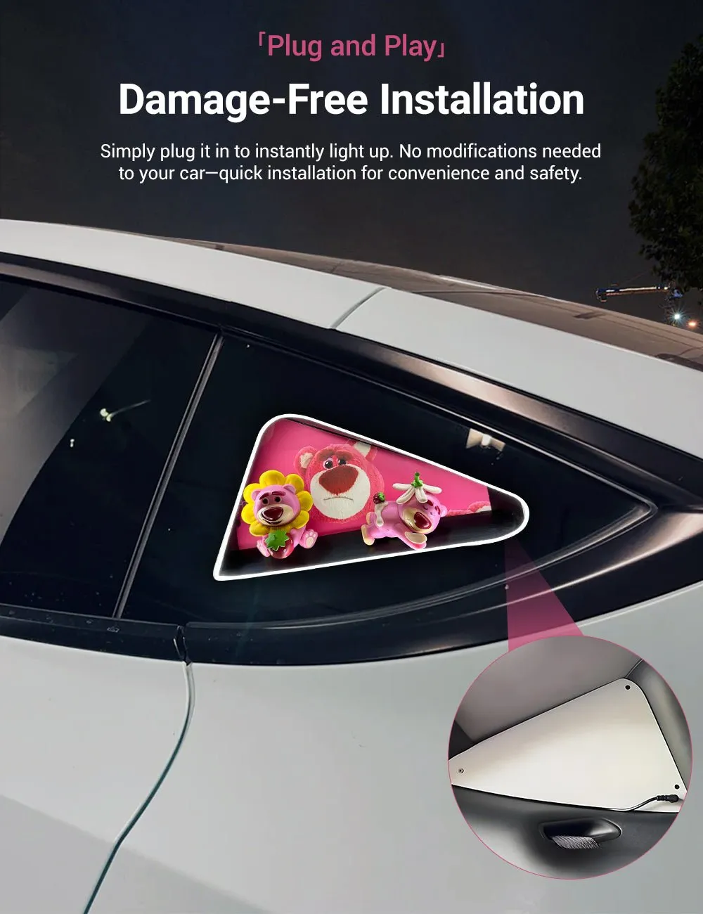 Triangle Window Ambient Light For Tesla Model 3/Y【Lotso Bear】