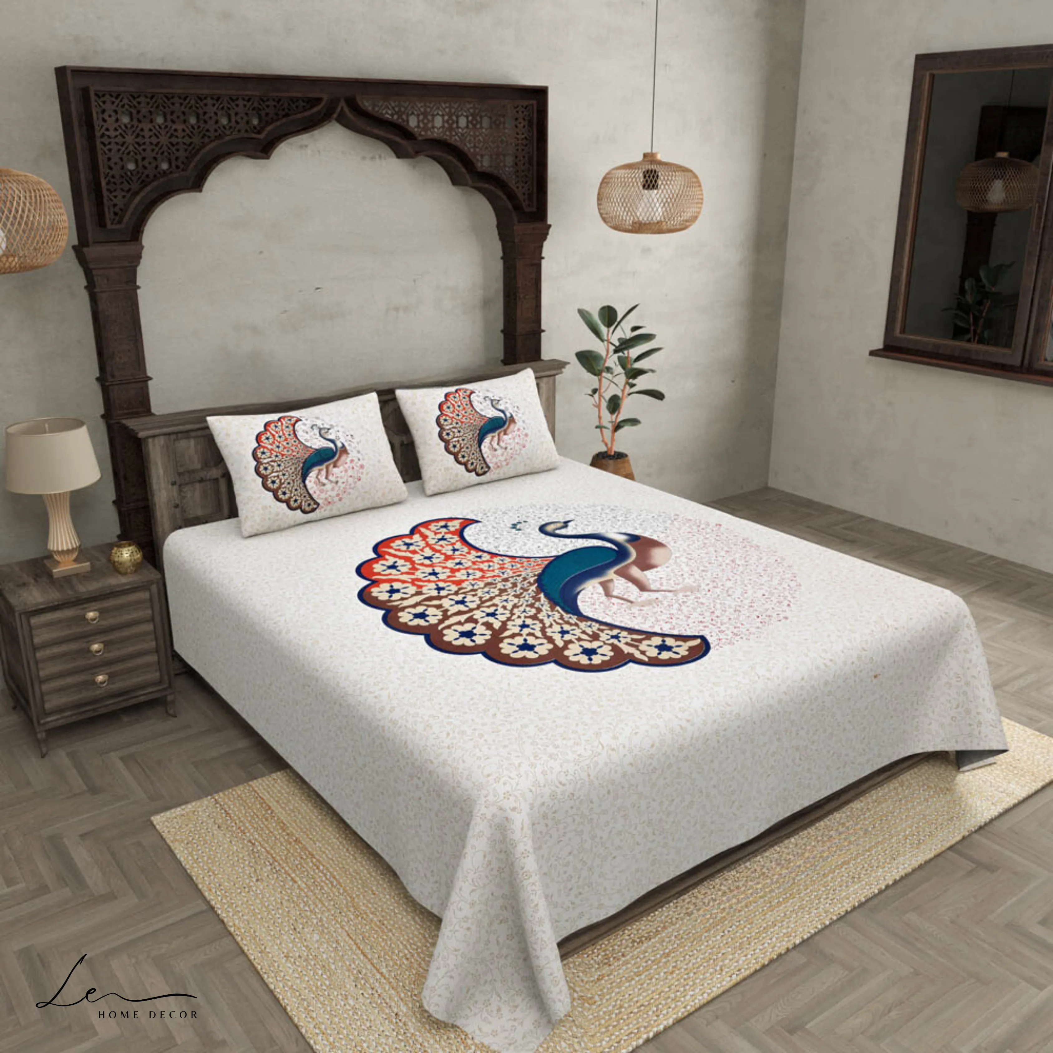 Twill Cotton Bedsheet Dancing Peacock