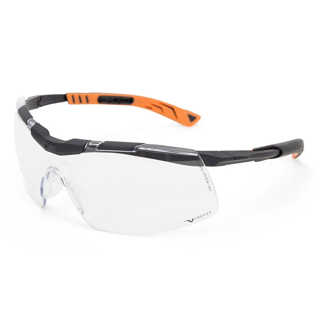 Univet 5X6 Sporty Design Wrap-around Safety Glasses Clear Lens