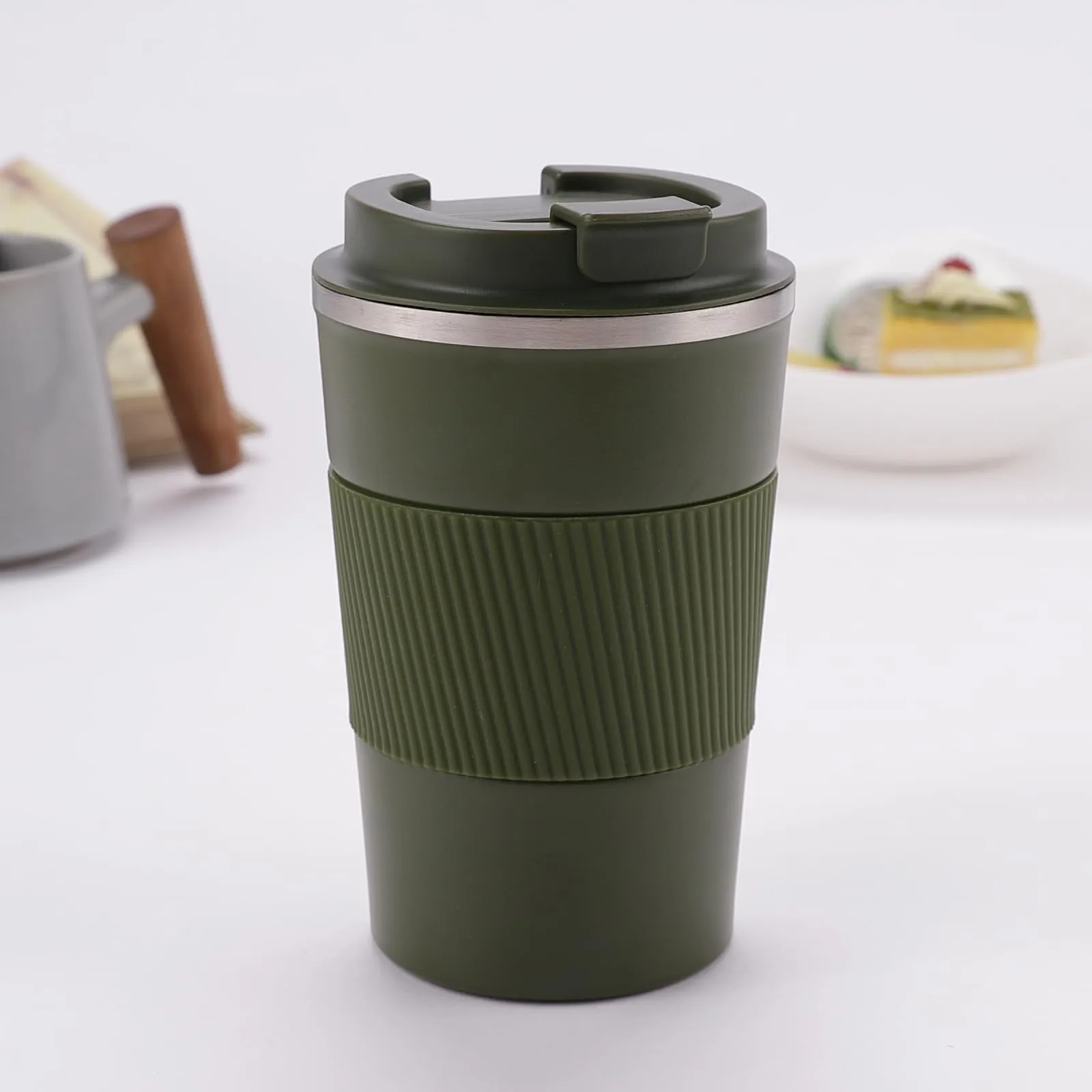 Urbane Home Stainless Steel Insulated Coffee Mug With Sleeve|Travel Coffee Mug "380 ML"|Green|