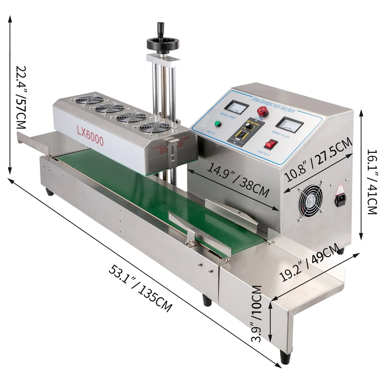 Vevor LX-6000 Induction Bottle Sealer Cap Diameter 20-80mm Height 80-300mm Bottles New