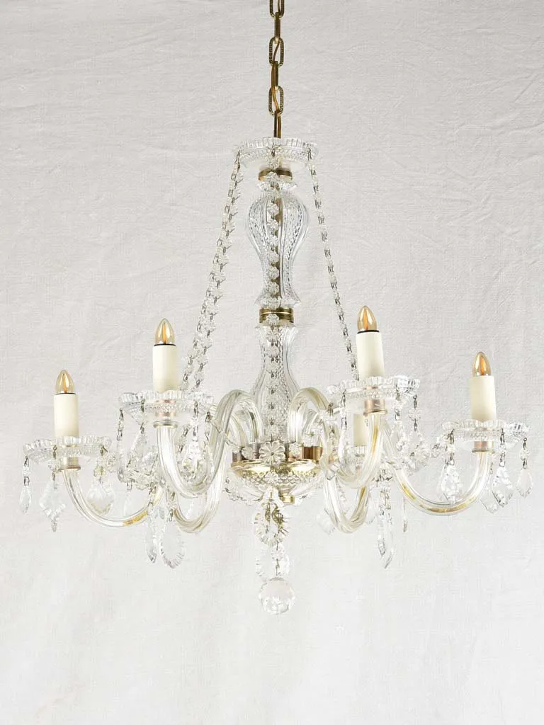 Vintage 6 light glass chandelier 23¾" diameter