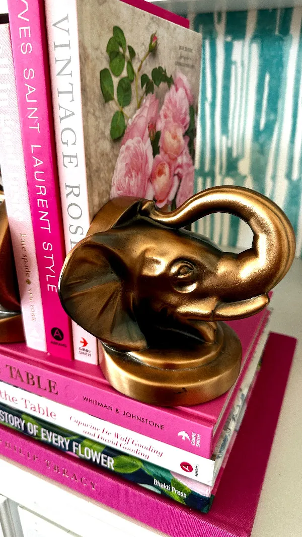 Vintage Elephant Bookends Metal