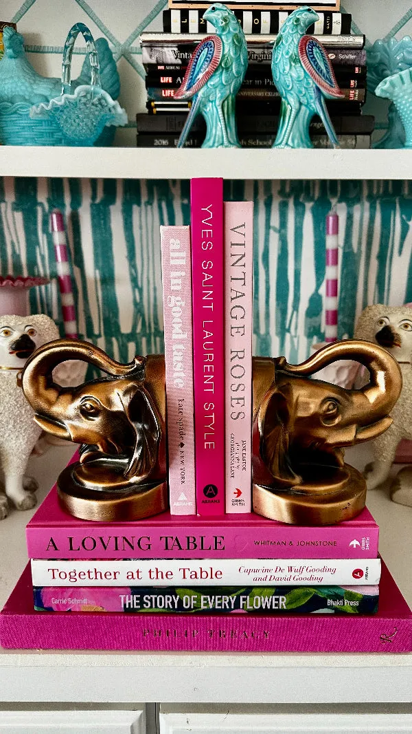 Vintage Elephant Bookends Metal