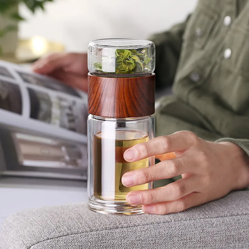 Water Bottle Travel Drinkware Double Wall Glass Tea Infuser Tumbler