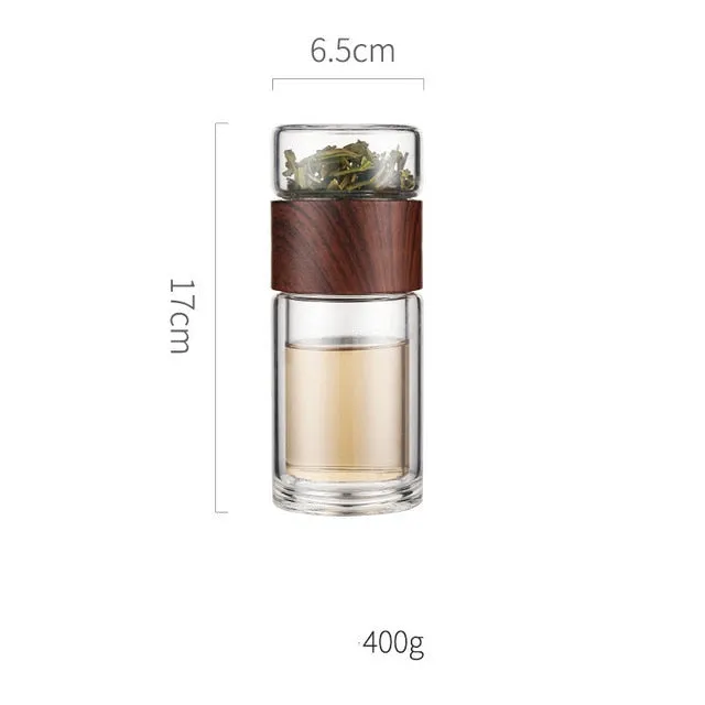 Water Bottle Travel Drinkware Double Wall Glass Tea Infuser Tumbler