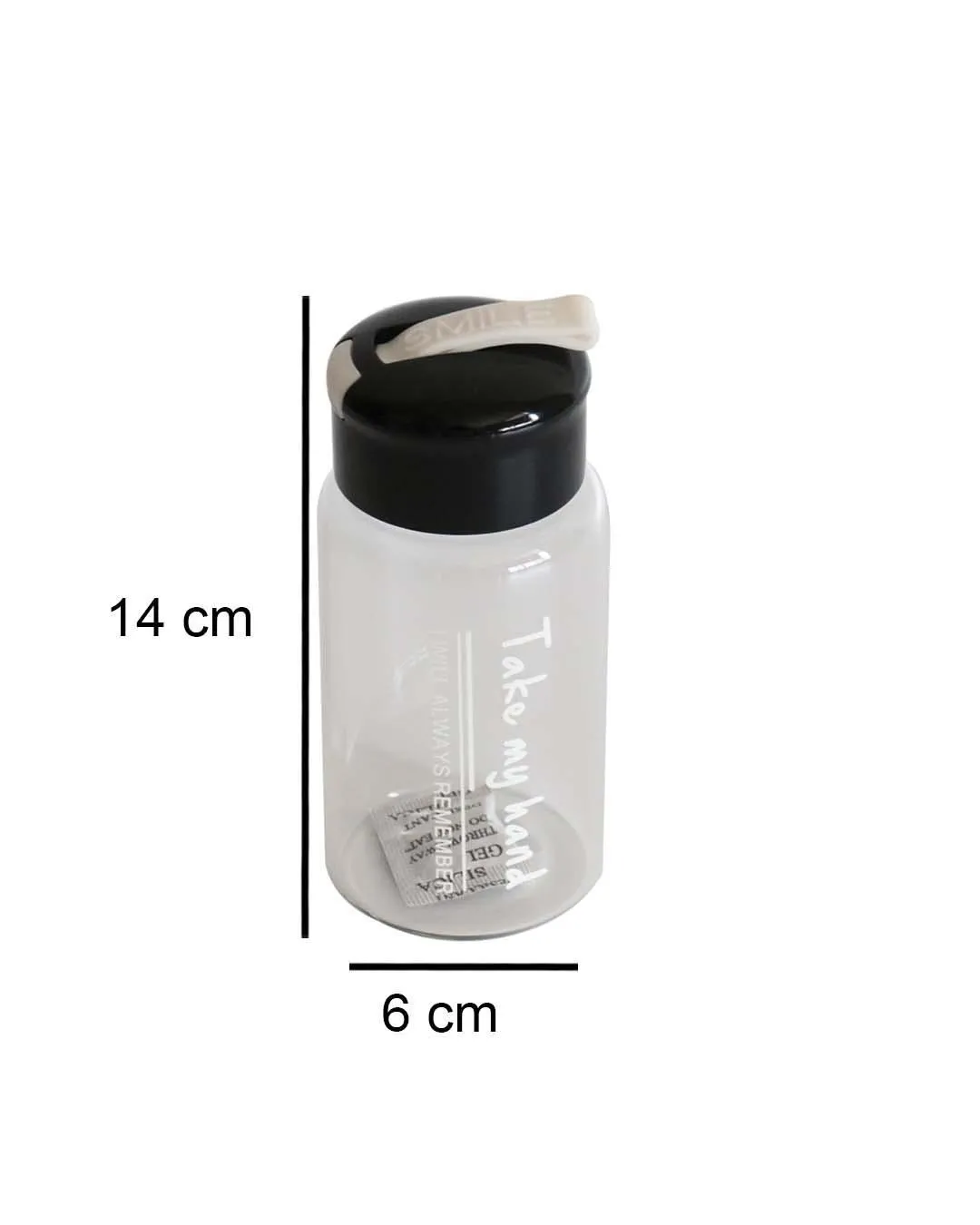 Water Bottle with Spout, Black, Glass, 320 mL