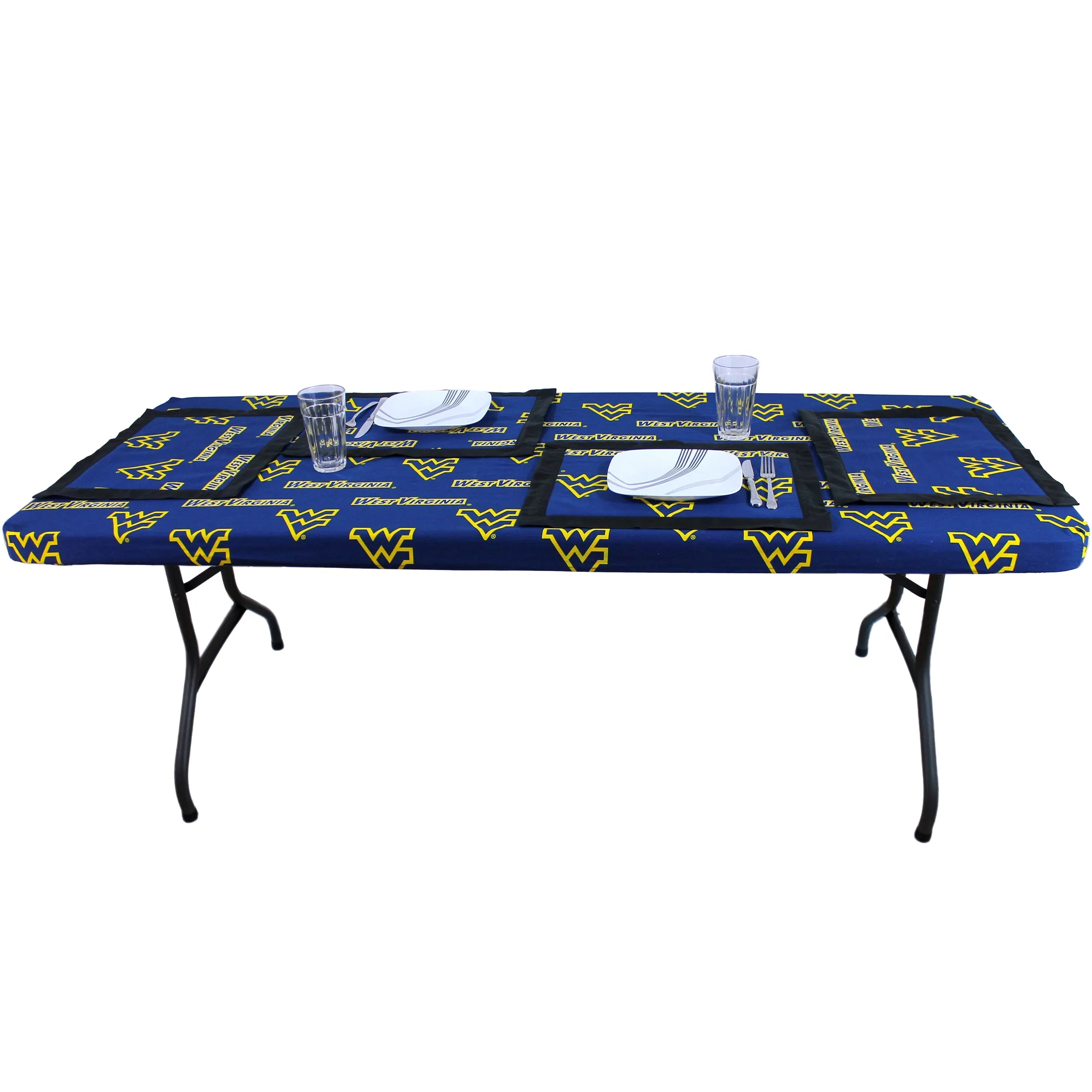 West Virginia Mountaineers Placemat Set, Set of 4 Cotton and Reusable Placemats