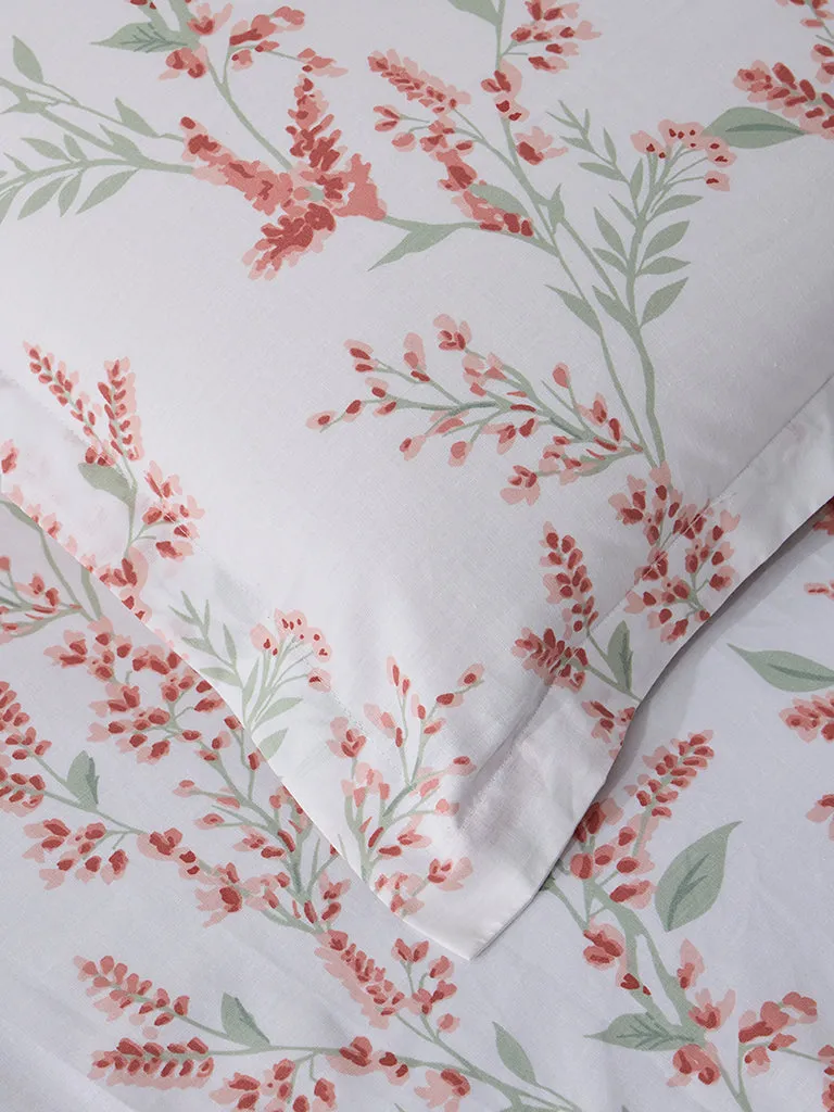 Westside Home Rust Foliage Print Double Bed Fitted Sheet and Pillow Cover Set