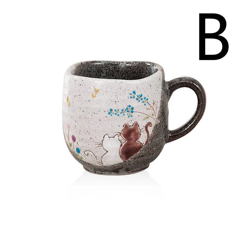 Whimsical Cat Hand-Painted Ceramic Milk Mug