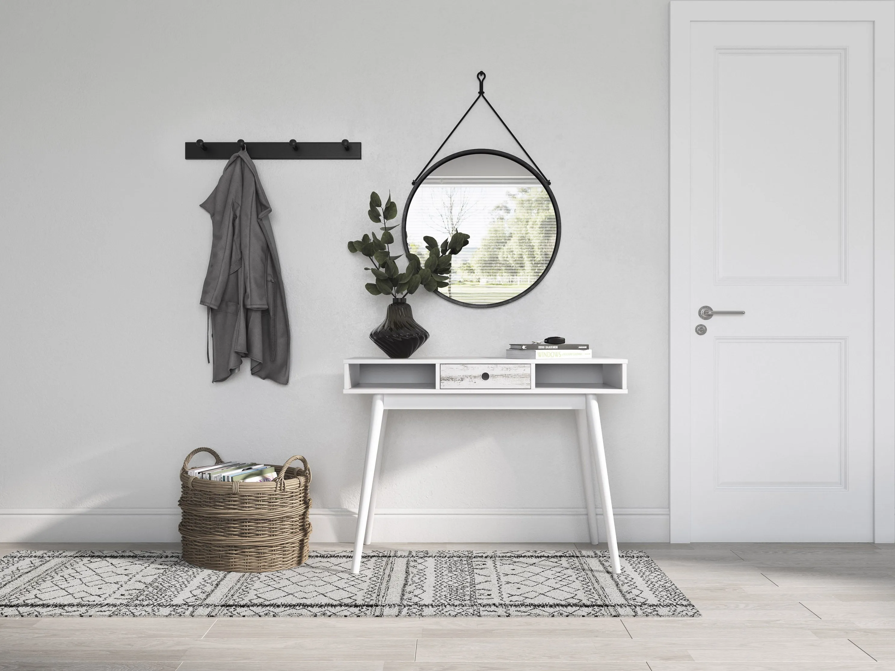 White Mid Century Desk