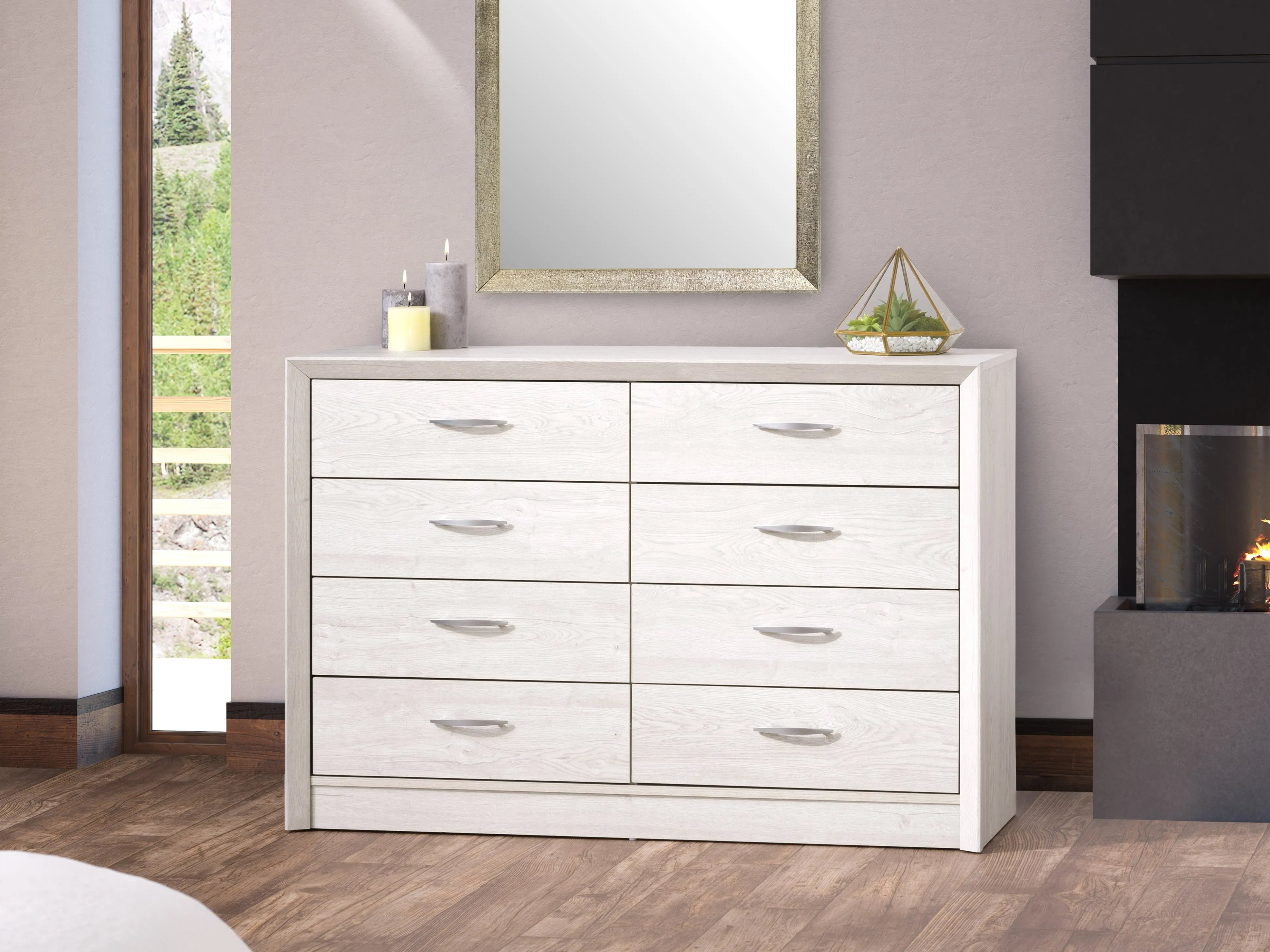 White Washed Oak 8 Drawer Dresser