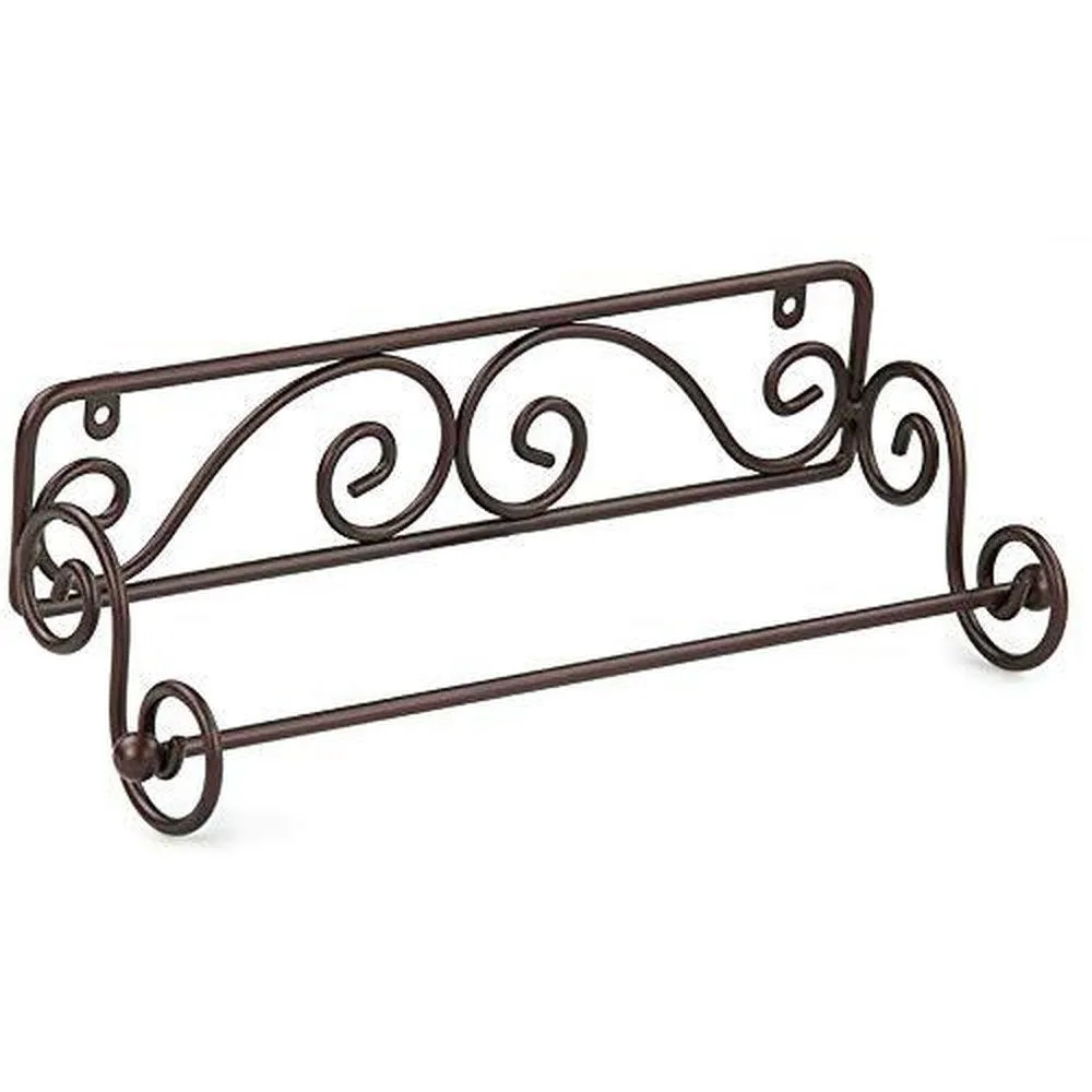 Wrought Iron Wall Mounted Tissue Paper roll Holder 12 x 3 x 5 Inches